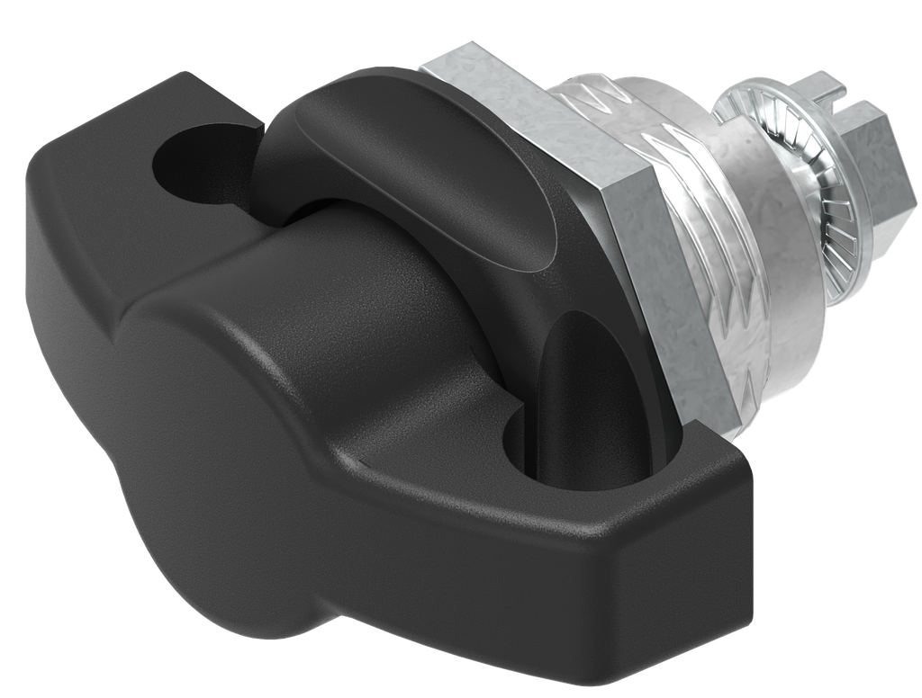 Wing knob quarter turn for padlock, Zinc die black powdercoated; 1000